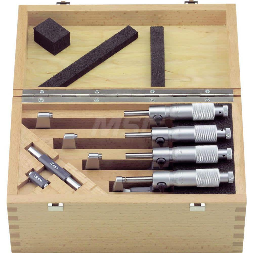 Mahr - Mechanical Outside Micrometers; Minimum Measurement (mm): 0 ; Minimum Measurement (Inch): 0 ; Minimum Measurement (Decimal Inch): 0 ; Maximum Measurement (mm): 100 ; Maximum Measurement (Inch): 3.93 ; Graduation (mm): 0.01 - Exact Industrial Supply