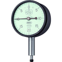 Mahr - Dial Drop Indicators; Maximum Measurement (Inch): 0.05 ; Maximum Measurement (mm): 1.27 ; Dial Graduation (mm): 0.0127 ; Dial Graduation (Decimal Inch): 0.000500 ; Dial Reading: 0-10-0 ; Dial Diameter (mm): 31.75 - Exact Industrial Supply