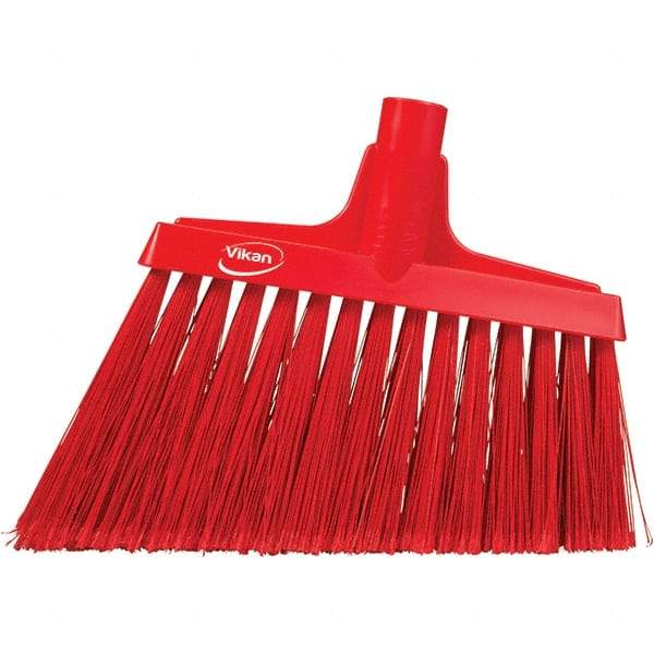 Vikan - 11-1/2" Wide, Red Polyester Bristles, Angled Broom - Flagged, Water Resistant - A1 Tooling