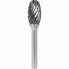 SGS Pro - 1/2" Cut Diam, 1/4" Shank Diam, Tungsten Carbide Steel Cut Oval Burr - A1 Tooling