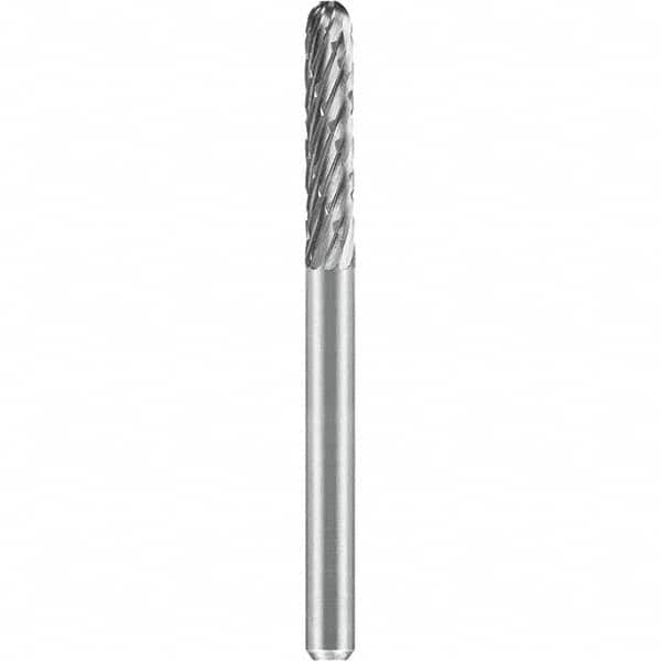 SGS Pro - 1/8" Cut Diam, 1/8" Shank Diam, Tungsten Carbide Double Cut Ball Nose Cylinder Burr - A1 Tooling