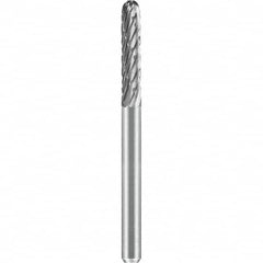 SGS Pro - 1/8" Cut Diam, 1/8" Shank Diam, Tungsten Carbide Double Cut Ball Nose Cylinder Burr - A1 Tooling