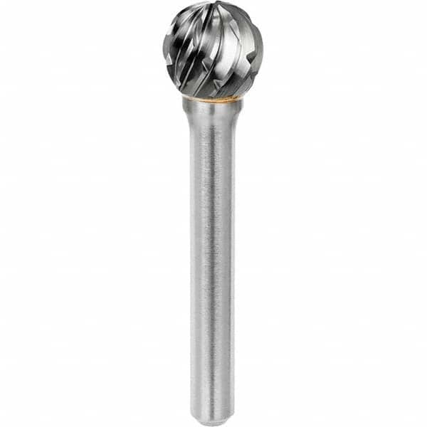 SGS Pro - 1/2" Cut Diam, 1/4" Shank Diam, Tungsten Carbide Steel Cut Ball Burr - A1 Tooling