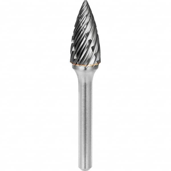 SGS Pro - 3/8" Cut Diam, 1/4" Shank Diam, Tungsten Carbide Steel Cut Pointed Tree Burr - A1 Tooling