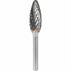 SGS Pro - 1/2" Cut Diam, 1/4" Shank Diam, Tungsten Carbide Steel Cut Flame Burr - A1 Tooling