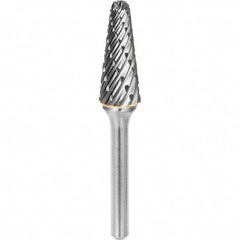 SGS Pro - 3/8" Cut Diam, 1/4" Shank Diam, Tungsten Carbide Steel Cut Ball Nose Cone Burr - A1 Tooling