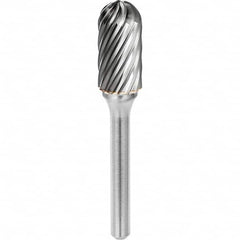 SGS Pro - 3/8" Cut Diam, 1/4" Shank Diam, Tungsten Carbide Inox Cut Ball Nose Cylinder Burr - A1 Tooling