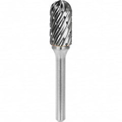 SGS Pro - 1/4" Cut Diam, 1/4" Shank Diam, Tungsten Carbide Steel Cut Ball Nose Cylinder Burr - A1 Tooling