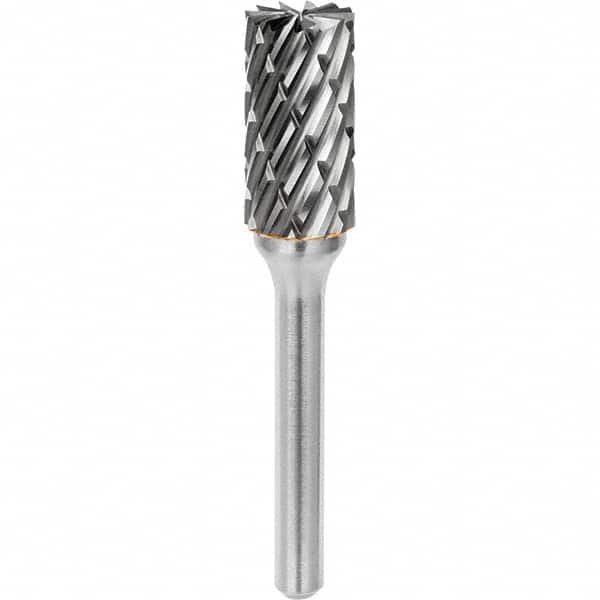 SGS Pro - 1/2" Cut Diam, 1/4" Shank Diam, Tungsten Carbide Steel Cut Cylinder Burr with End Cut - A1 Tooling