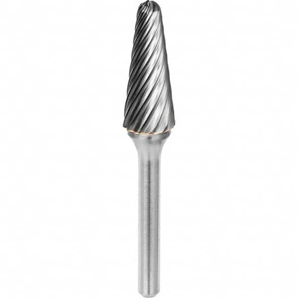 SGS Pro - 5/16" Cut Diam, 1/4" Shank Diam, Tungsten Carbide Inox Cut Ball Nose Cone Burr - A1 Tooling