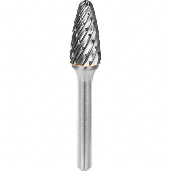 SGS Pro - 3/8" Cut Diam, 1/4" Shank Diam, Tungsten Carbide Steel Cut Ball Nose Tree Burr - A1 Tooling