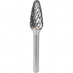 SGS Pro - 1/4" Cut Diam, 1/4" Shank Diam, Tungsten Carbide Steel Cut Ball Nose Tree Burr - A1 Tooling