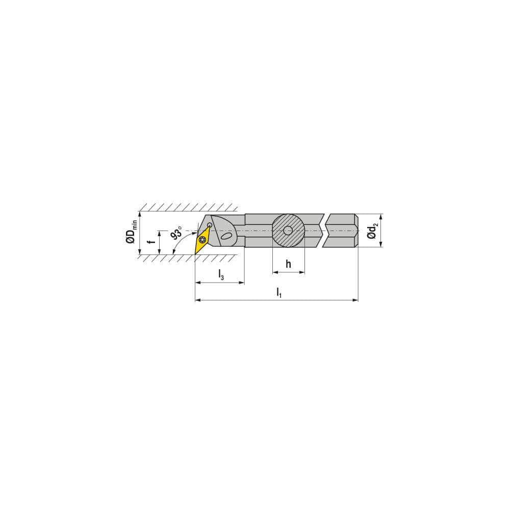 Indexable Boring Bar:  E-A25R SVUCR 16,  31.00 mm Min Bore,  25.00 mm Shank Dia,  93.00&deg N/A Solid Carbide 200.0000″ OAL,  Screw Clamping,