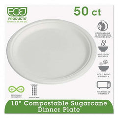 Plate: Sugarcane Fiber, Natural White, 50 Per Pack Natural White