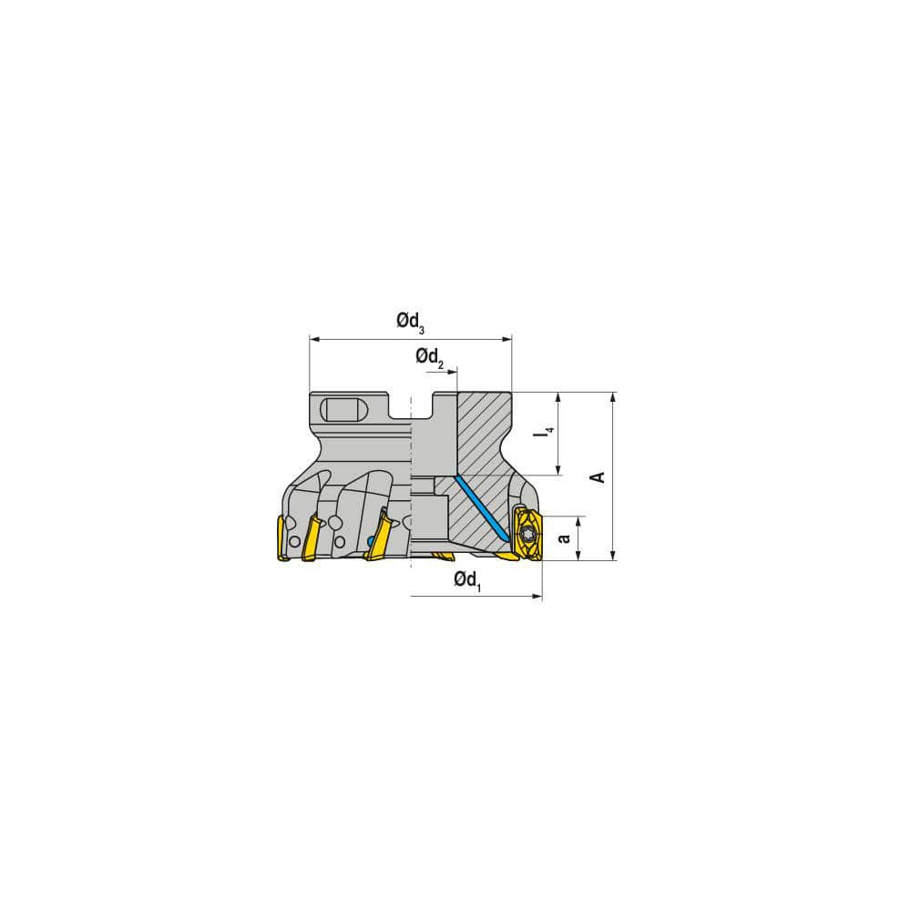 Indexable Square-Shoulder Face Mill:  A211.40.R.06-11,  16.0000″ Arbor Hole Dia, Uses  6,  XD.T 11T3 Inserts,  Through Coolant,  Series  A211-11