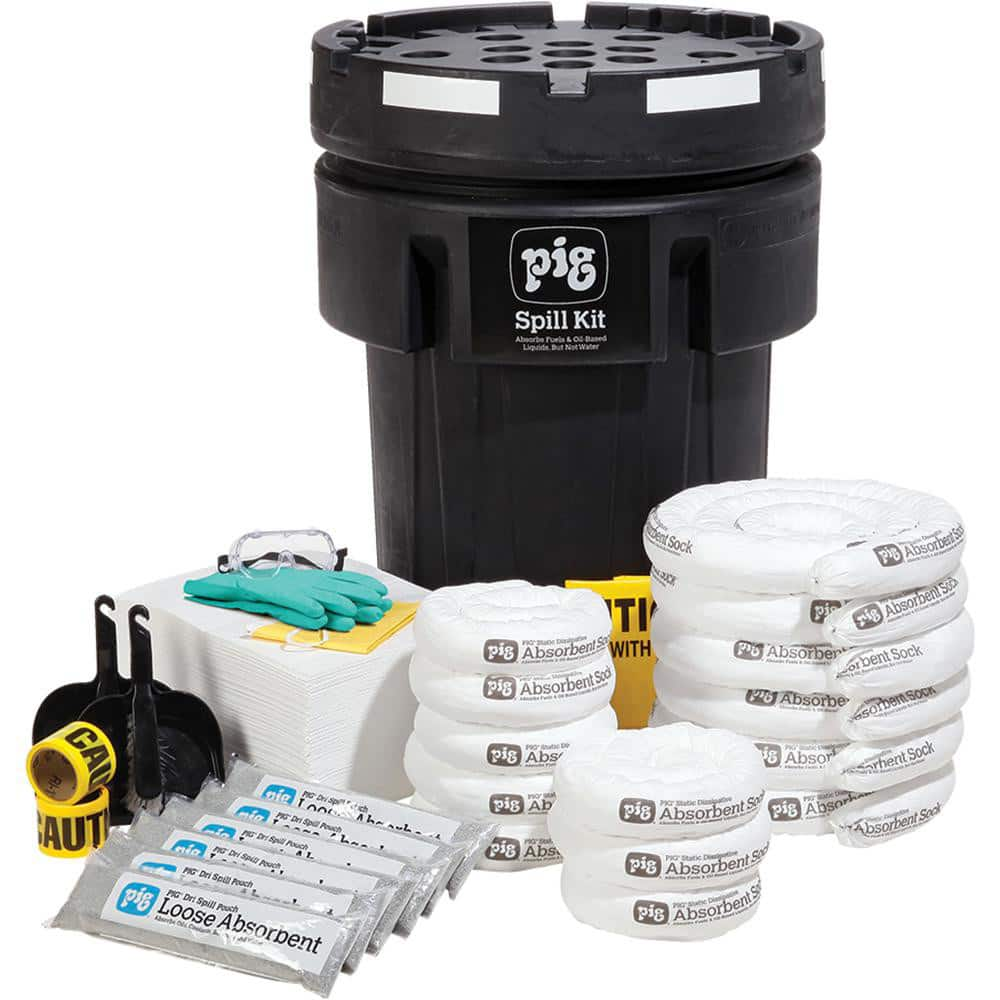 Spill Kits; Kit Type: Oil Based Liquids Spill Kit; Container Type: Overpack; Absorption Capacity: 41.7 gal; Color: Black; Portable: No; Capacity per Kit (Gal.): 41.7 gal