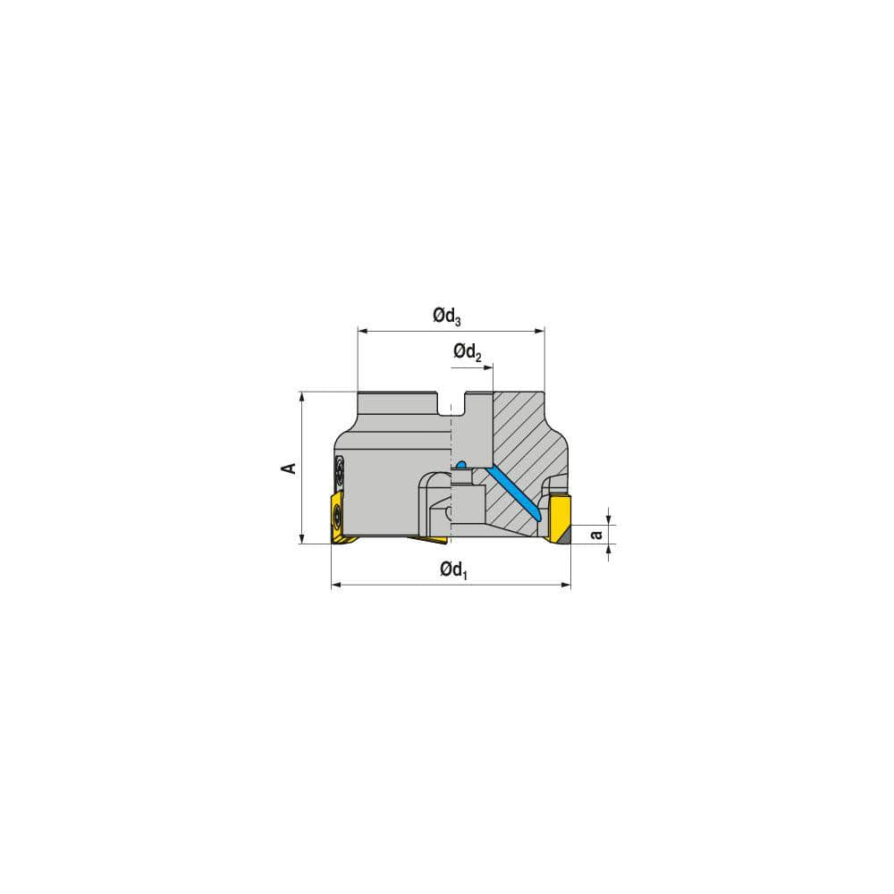 Indexable Square-Shoulder Face Mill:  AHPC.50.R.04-12,  22.0000″ Arbor Hole Dia, Uses  4,  ZNHW 1205.. Inserts,  Through Coolant,  Series  AHPC-12