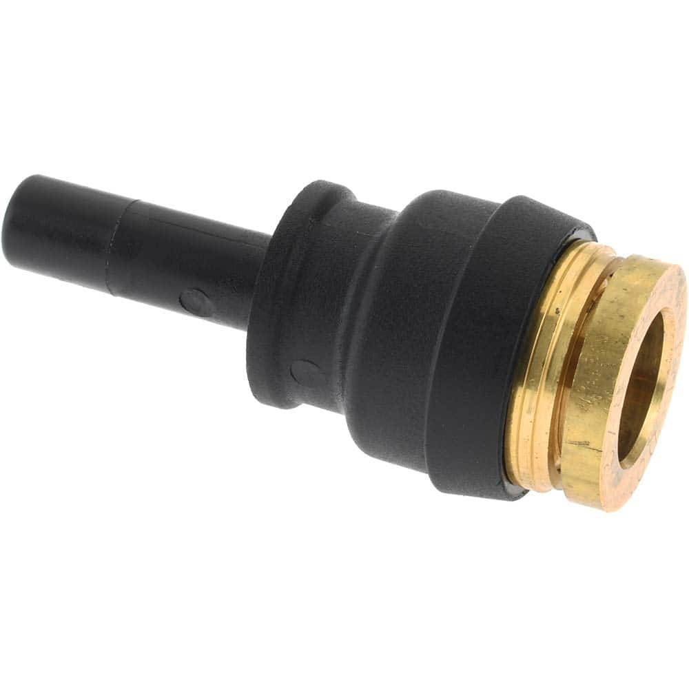 Push-To-Connect Tube Fitting: Stem Adapter, 3/8 x 1/4″ OD Brass, Buna & Nylon, 250 psi