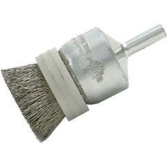 Brush Research Mfg. - 1" Brush Diam, Crimped, End Brush - 1/4" Diam Steel Shank, 20,000 Max RPM - A1 Tooling