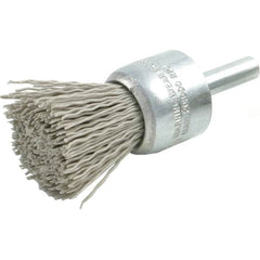 Brush Research Mfg. - 320 Grit, 1" Brush Diam, Crimped, End Brush - Medium Grade, 1/4" Diam Steel Shank, 20,000 Max RPM - A1 Tooling