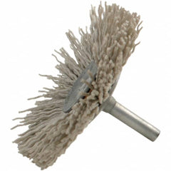 Brush Research Mfg. - 120 Grit, 1-1/2" Brush Diam, Crimped, Flared End Brush - Medium Grade, 1/4" Diam Steel Shank, 2,500 Max RPM - A1 Tooling