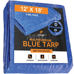 Tarp/Dust Cover: Blue, Rectangle, Polyethylene, 18' Long x 12' Wide, 5 mil Polyethylene, Rectangle