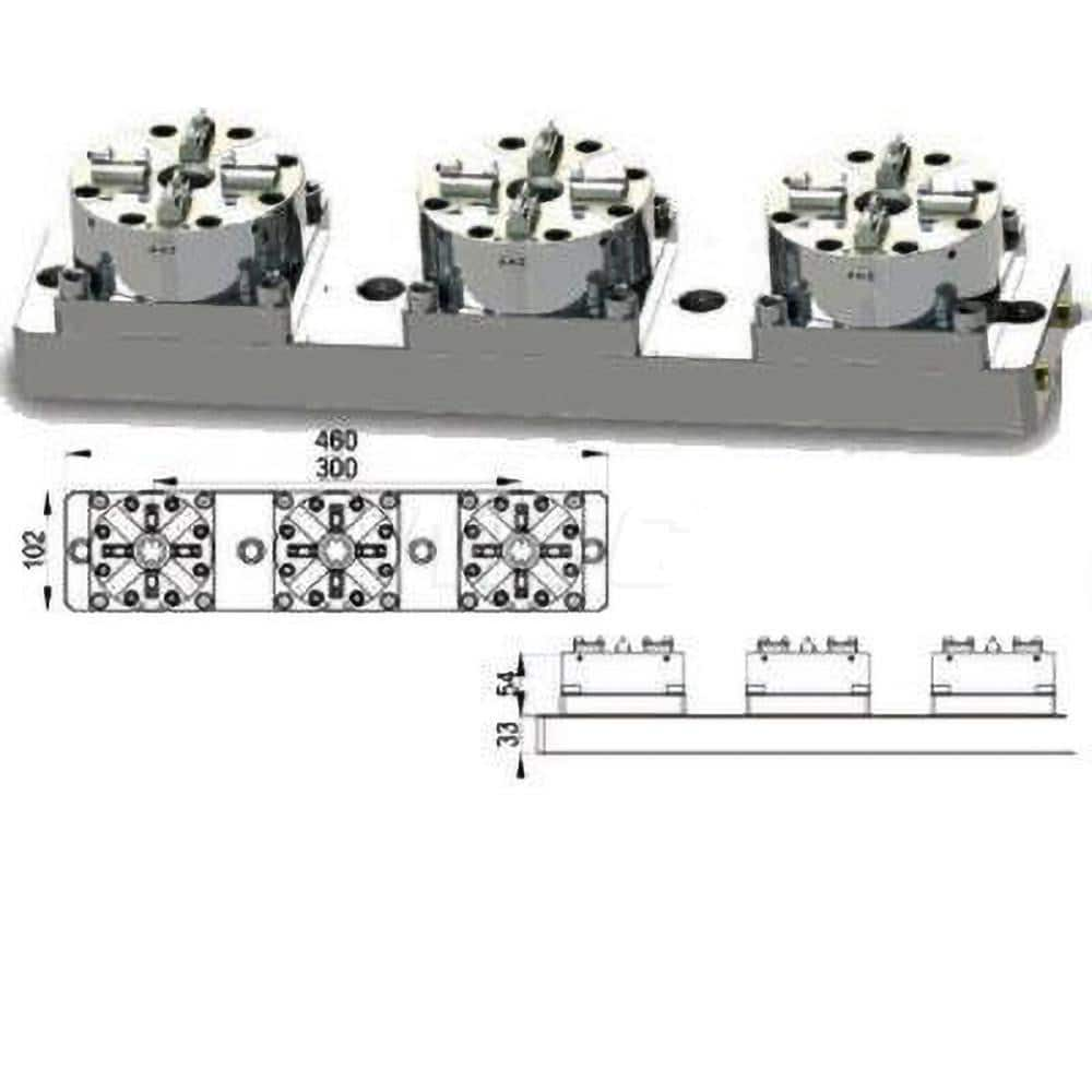 EDM Chucks; Chuck Size: 460mm x 102mm x 87mm; System Compatibility: Erowa ITS; Actuation Type: Pneumatic; Material: Stainless Steel; CNC Base: Yes; EDM Base: No; Clamping Force (N): 10000.00; Series/List: RHS ITS