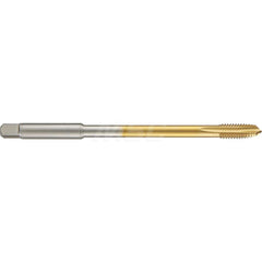 Spiral Point Tap: M10 X 1.25, Metric Fine, 3 Flutes, 3 to 5, 6H, HSS-E, TiN Finish 6″ OAL, Right Hand, Series 4571