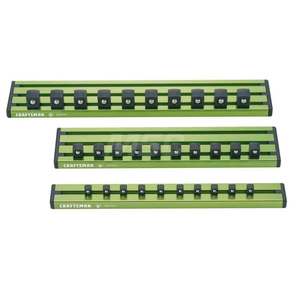 Socket Holders & Trays; Type: Socket Rails; Drive Size: 3/8; Holds Number of Pieces: 10; Color: Green; Depth (Inch): 10