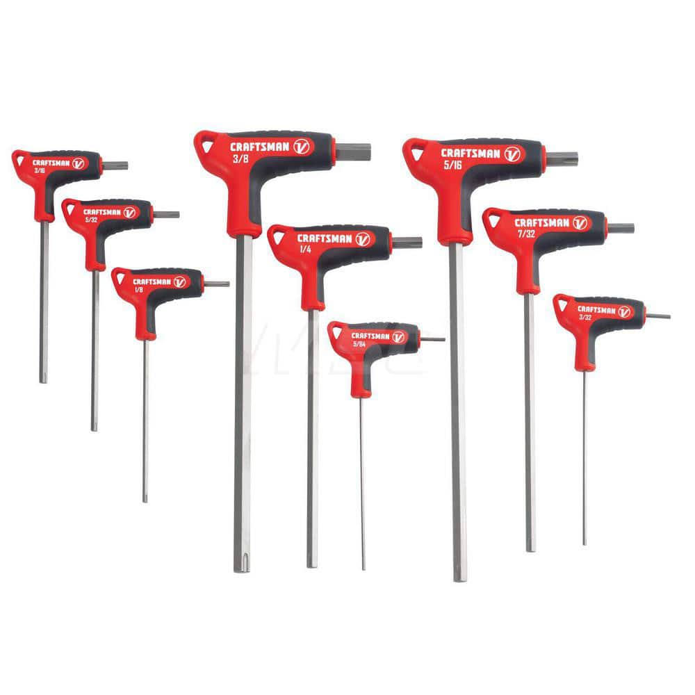 Hex Key Sets; Tool Type: Hex Key Sets; Handle Type: T-Handle; Measurement Type: SAE; Hex Size Range (Inch): 5/64 - 3/8