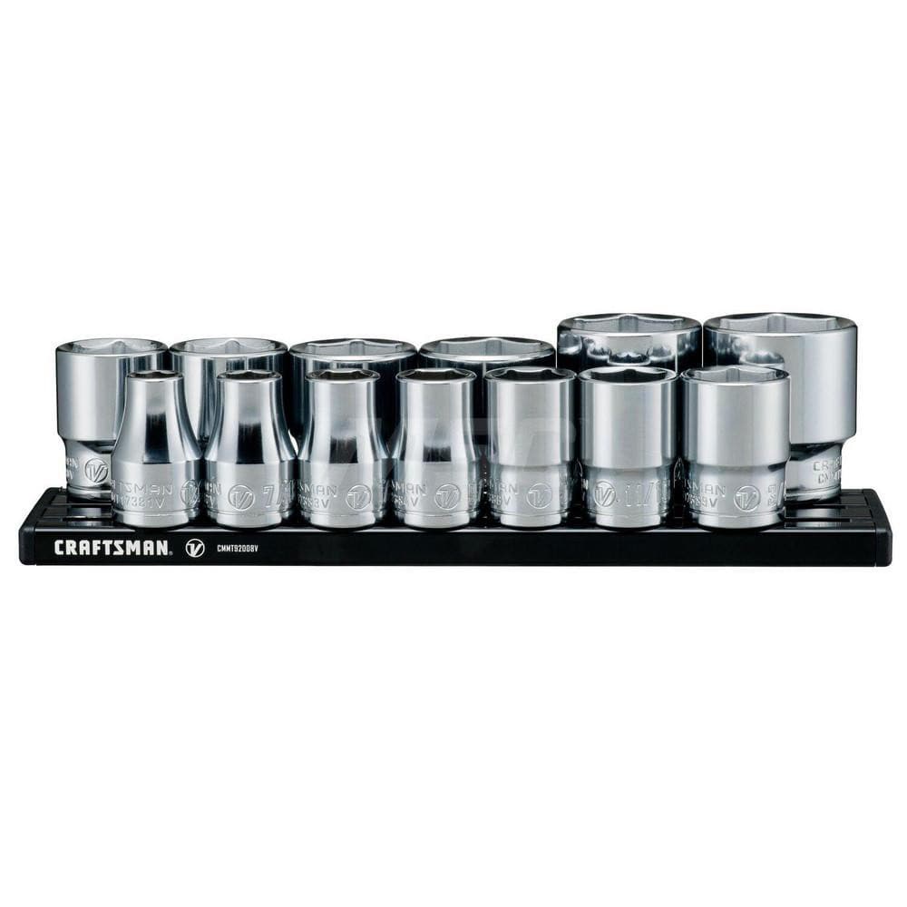 Socket Set: 1/2″ Drive 6 Point, Polished Chrome-Plated