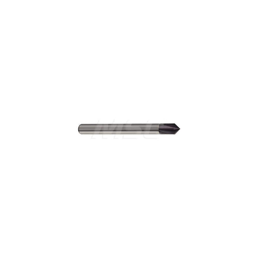 Chamfer Mill: 12 mm Dia, 4 Flutes, Solid Carbide, Corner Chamfer End 83 mm OAL, 12 mm Shank Dia, Nano-Si Coated