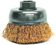 3" Crimped Wire Cup Brush - .020 Bronze; 5/8-11 A.H. - Non-Sparking Wire Wheel - A1 Tooling