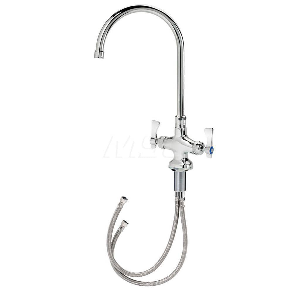 Industrial & Laundry Faucets; Type: Base Mount Faucet; Style: Base Mounted; Design: Base Mounted; Handle Type: Lever; Spout Type: Gooseneck; Mounting Centers: Single Hole; Spout Size: 8-1/2; Finish/Coating: Chrome Plated Brass; Type: Base Mount Faucet