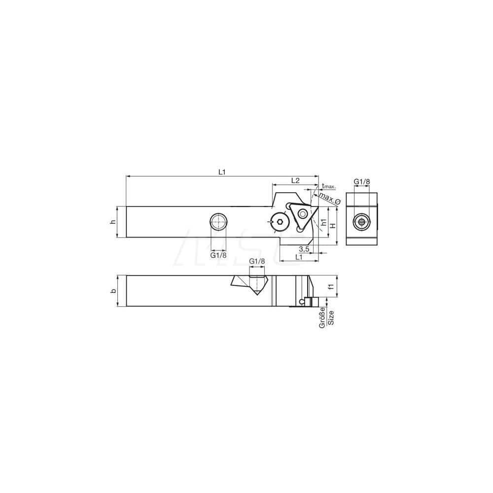 Guhring GH305.1000.600.00.04.L.IK.EST External Left Hand NonFace Grooving Radial Grooving with Adjustable Coolant Holder 1″ Square Shank