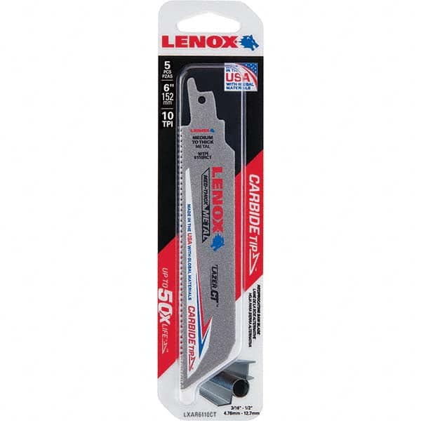 Lenox - Reciprocating Saw Blades Blade Material: Carbide Blade Length (Inch): 6 - A1 Tooling