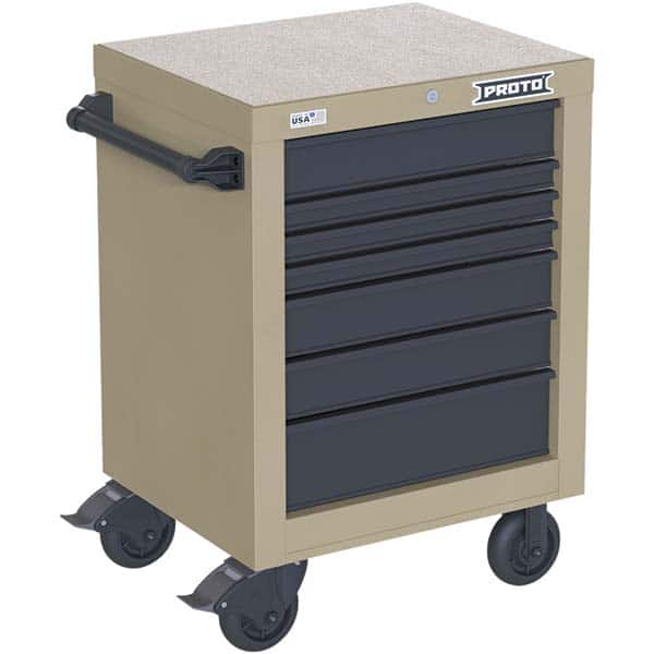 Steel Tool Roller Cabinet: 7 Drawers Desert Tan, Vinyl Top