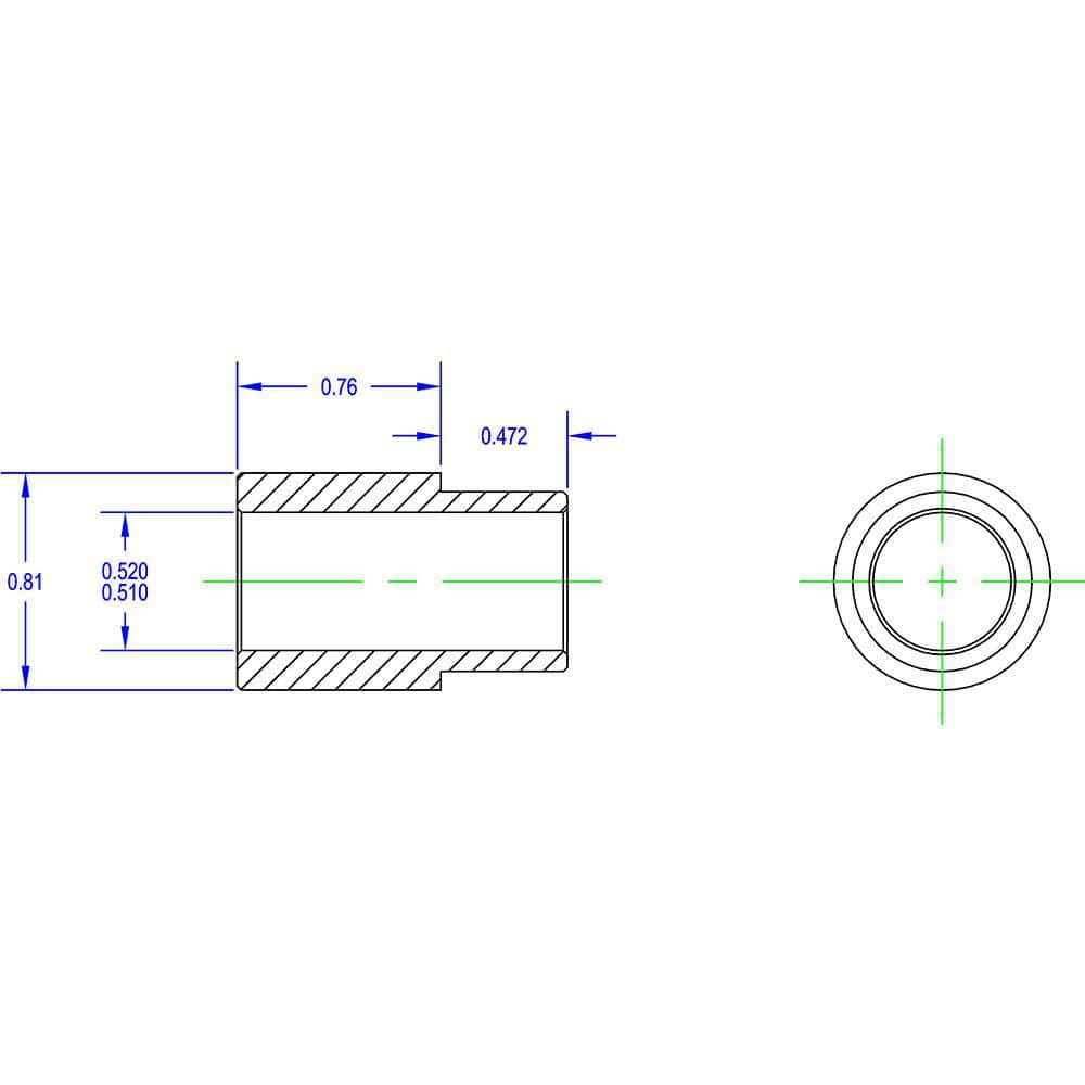 Idler Shaft Shoulder Adapters; Minimum Bore Diameter: .51 in; Maximum Bore Diameter: .520 in; Overall Width: 1; Shoulder Diameter: .81 in; Material: Steel; Insert Material: Steel