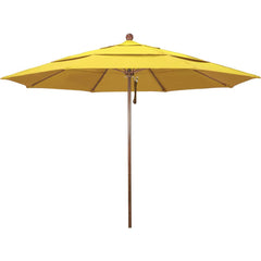 Patio Umbrellas; Diameter (Feet): 11; Height (Feet): 8.917; Fabric Color: Lemon; Base Included: No; Canopy Fabric: Olefin; Fade Resistant: Yes; Additional Information: Pulley Lift; Frame Material: Aluminum