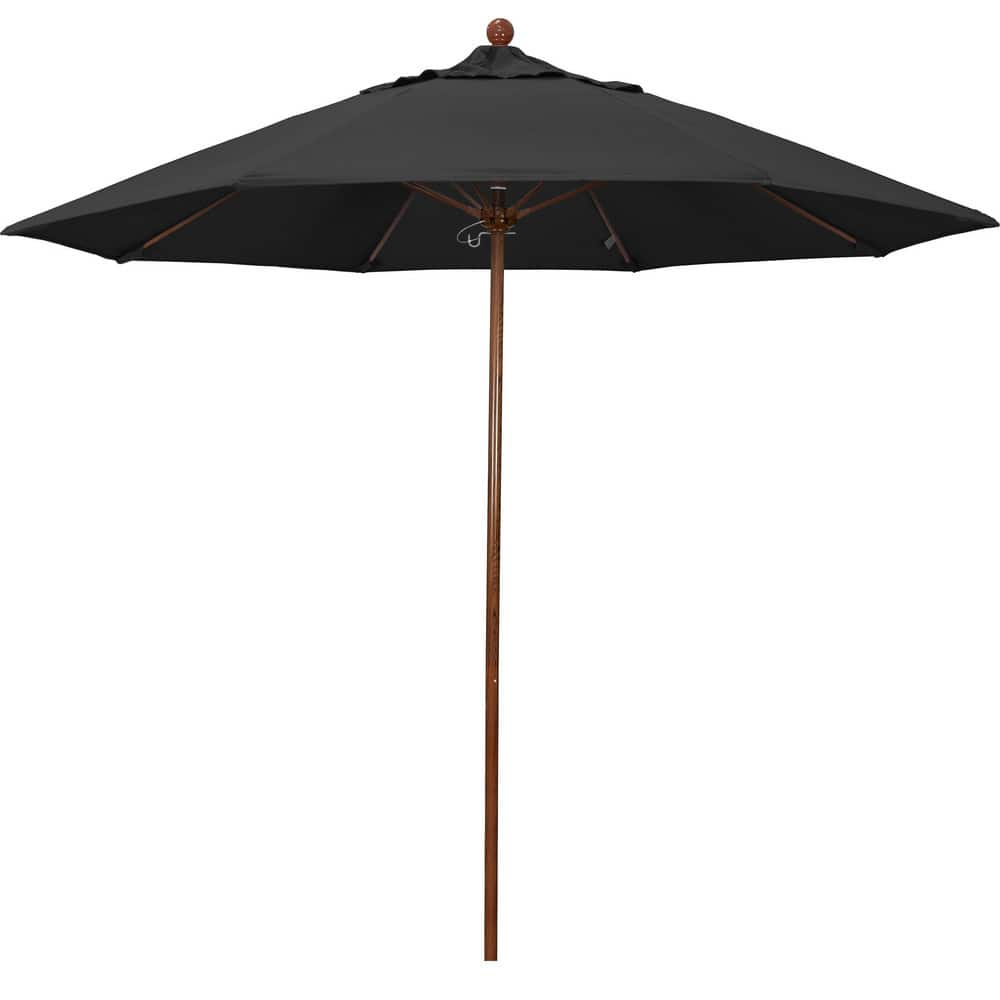 Patio Umbrellas; Diameter (Feet): 9; Height (Feet): 8.583; Fabric Color: Black; Base Included: No; Canopy Fabric: Pacifica; Fade Resistant: Yes; Additional Information: Push Lift; Frame Material: Aluminum