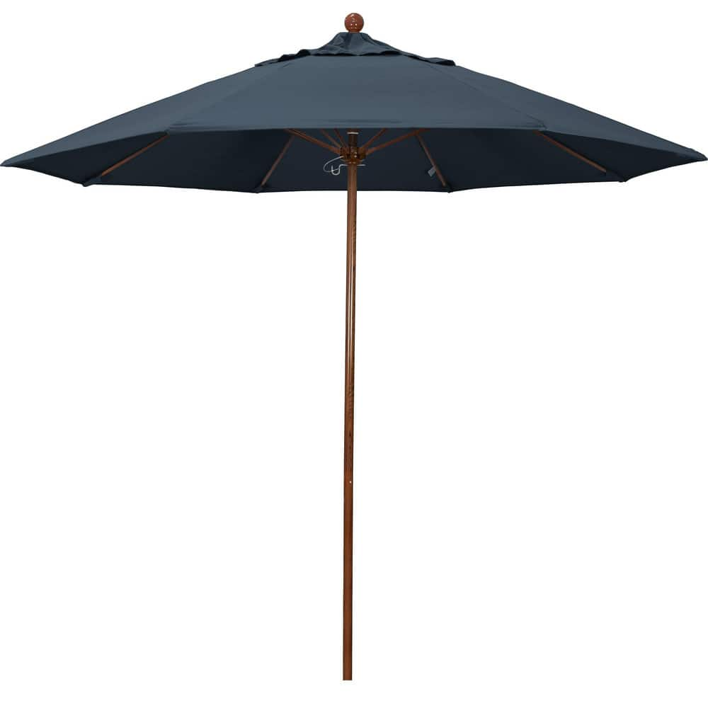 Patio Umbrellas; Diameter (Feet): 9; Height (Feet): 8.583; Fabric Color: Sapphire Blue; Base Included: No; Canopy Fabric: Pacifica; Fade Resistant: Yes; Additional Information: Push Lift; Frame Material: Aluminum