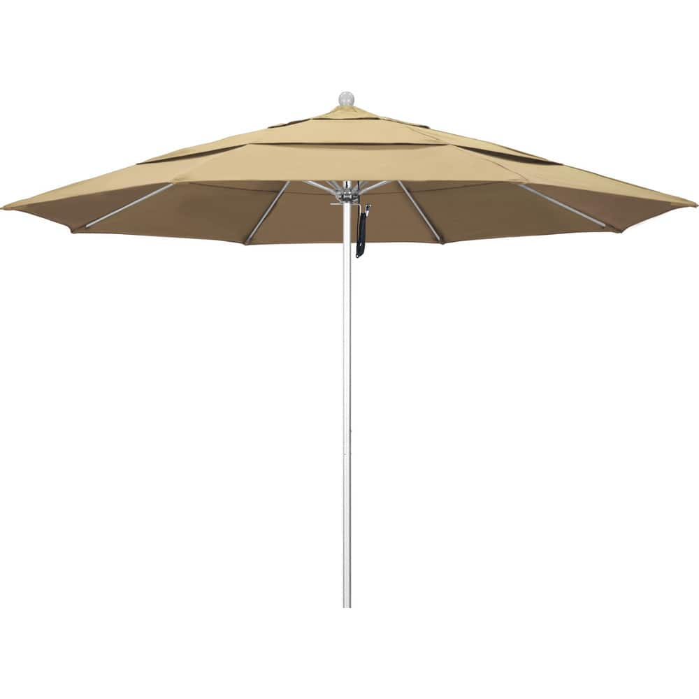 Patio Umbrellas; Diameter (Feet): 11; Height (Feet): 8.917; Fabric Color: Beige; Base Included: No; Canopy Fabric: Pacifica; Fade Resistant: Yes; Additional Information: Pulley Lift; Frame Material: Aluminum