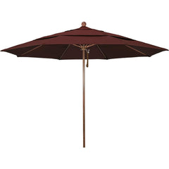 Patio Umbrellas; Diameter (Feet): 11; Height (Feet): 8.917; Fabric Color: Burgundy; Base Included: No; Canopy Fabric: Pacifica; Fade Resistant: Yes; Additional Information: Pulley Lift; Frame Material: Aluminum