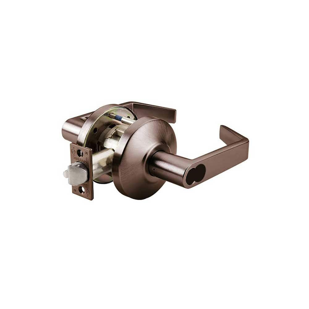 Lever Locksets; Type: Storeroom; Key Type: Keyed Different; Strike Type: ANSI 4-7/8; Finish/Coating: Oil Rubbed Bronze; Material: Steel; Material: Steel; Door Thickness: 1-3/4″ ™2-1/4″ ™; Backset: 2.75; Lockset Grade: Grade 1; Cylinder Type: SFIC Less Cor