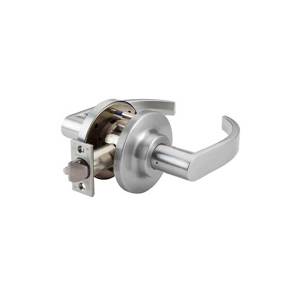 Lever Locksets; Type: Passage/Closet; Key Type: Keyless; Strike Type: ANSI 4-7/8; Finish/Coating: Satin Chrome; Material: Steel; Material: Steel; Door Thickness: 1-3/4″ ™2-1/4″ ™; Backset: 2.75; Lockset Grade: Grade 1; Cylinder Type: None; Minimum Order Q