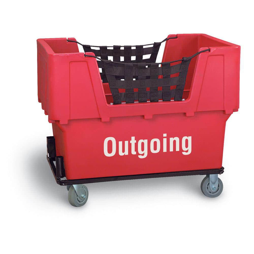 Polyethylene Basket Truck: 18 lb Capacity, 37″ Deep, 48″ Long (2) Rigid & (2) Swivel Wheels, 4″ Wheels, Rubber Casters