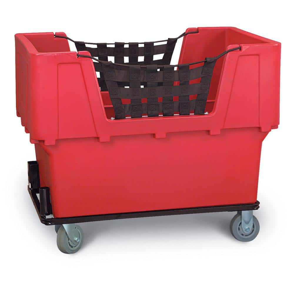 Polyethylene Basket Truck: 18 lb Capacity, 37″ Deep, 48″ Long (2) Rigid & (2) Swivel Wheels, 4″ Wheels, Rubber Casters