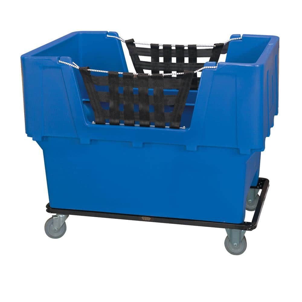 Polyethylene Basket Truck: 18 lb Capacity, 37″ Deep, 48″ Long (2) Rigid & (2) Swivel Wheels, 4″ Wheels, Rubber Casters