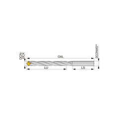 Replaceable Tip Drill: 13 to 13.4 mm Drill Dia, 115 mm Max Depth, 14 mm Straight-Cylindrical Shank Uses DMP Inserts, 193.04 mm OAL, Through Coolant