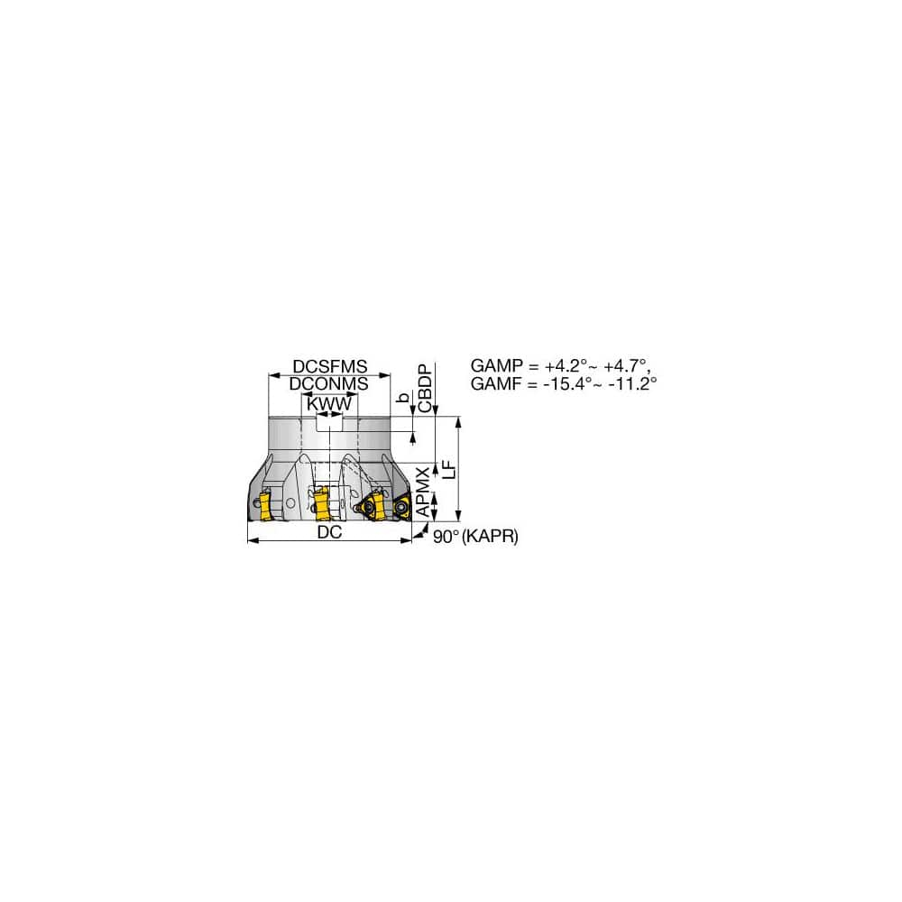 Indexable Square-Shoulder Face Mill:  TPTN12J080B25.4R06,  25.4000″ Arbor Hole Dia, Uses  6,  120708 Inserts,  Through Coolant,  Series  TPTN